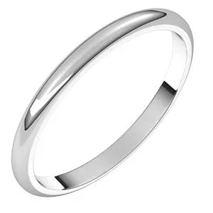 10K White 2 mm Half Round Band Size 6