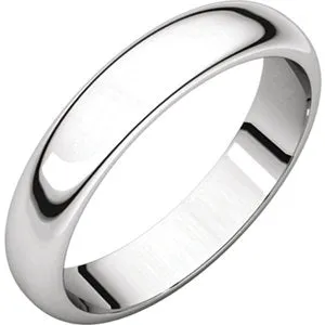 10K White 4 mm Half Round Band Size 9.5