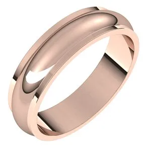 14K Rose 5 mm Half Round Edge Band Size 9