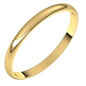 14K Yellow 2 mm Half Round Ultra-Light Band Size 5.5