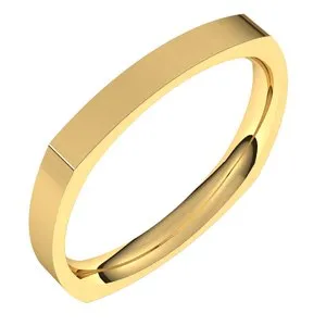 14K Yellow 2.5 mm Square Comfort Fit Band Size 10.5