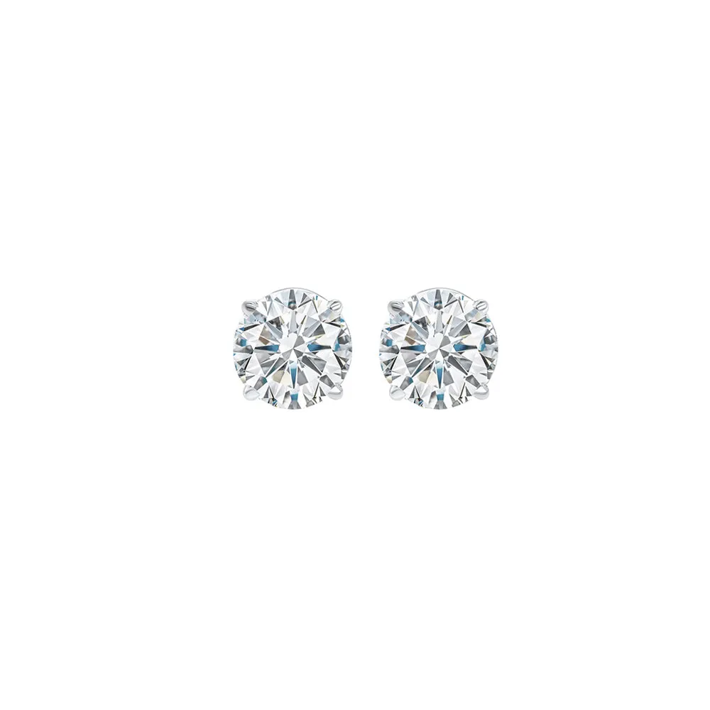 14KT White Gold & Diamond Classic Book Round Stud Earrings  - 1/3 ctw