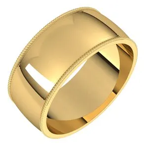 18K Yellow 8 mm Milgrain Half Round Light Band Size 13.5