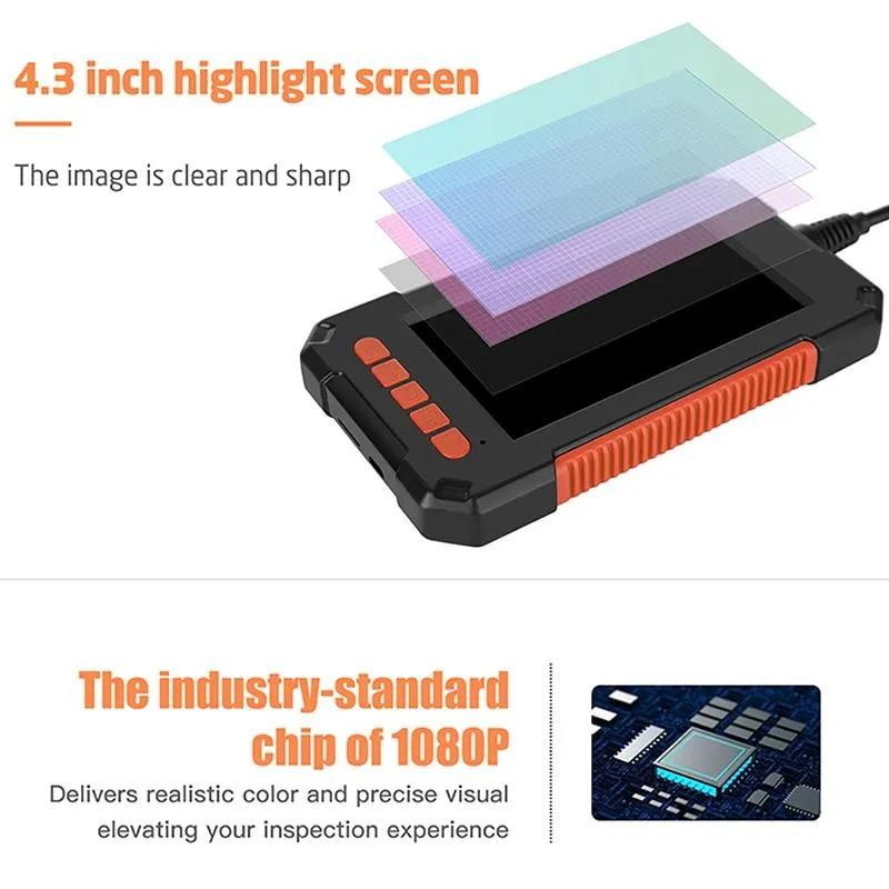 3.9mm Industrial Endoscope Camera 1080P HD 4.3inch IPS Screen Pipe Drain Sewer Duct Inspection Camera IP67 Snake Camera