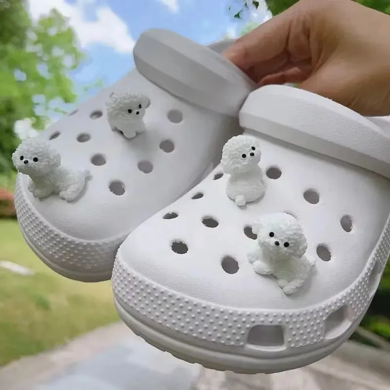 3D Cute Puppy Shoes Charm Bichon Frise Dog Pendant for Clogs & Sandals