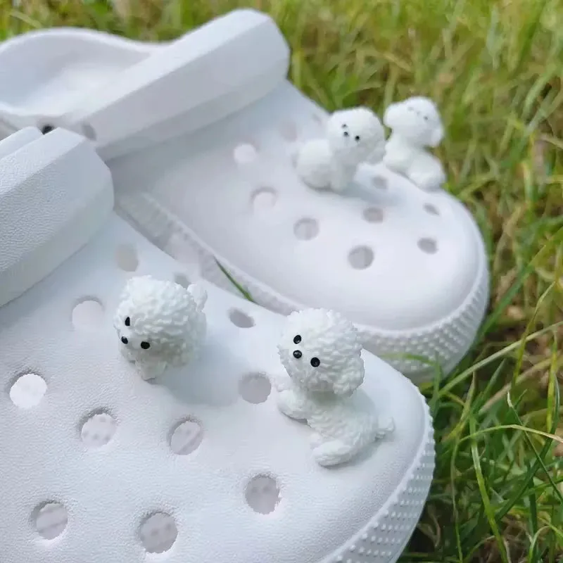 3D Cute Puppy Shoes Charm Bichon Frise Dog Pendant for Clogs & Sandals