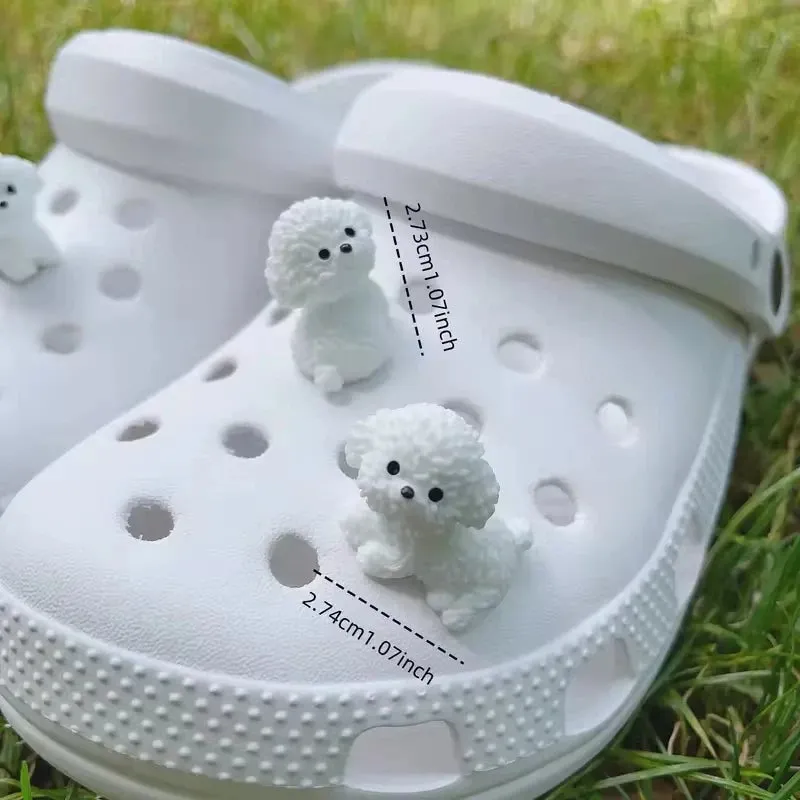 3D Cute Puppy Shoes Charm Bichon Frise Dog Pendant for Clogs & Sandals