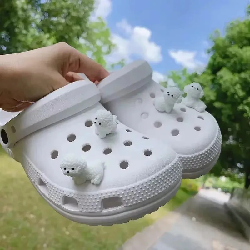 3D Cute Puppy Shoes Charm Bichon Frise Dog Pendant for Clogs & Sandals
