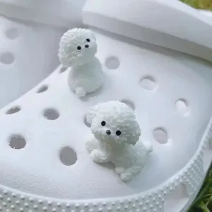 3D Cute Puppy Shoes Charm Bichon Frise Dog Pendant for Clogs & Sandals