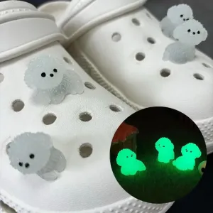 4Pcs/Set Luminescence 3D Cute Puppy Shoe Charms Bichon Frise Dog