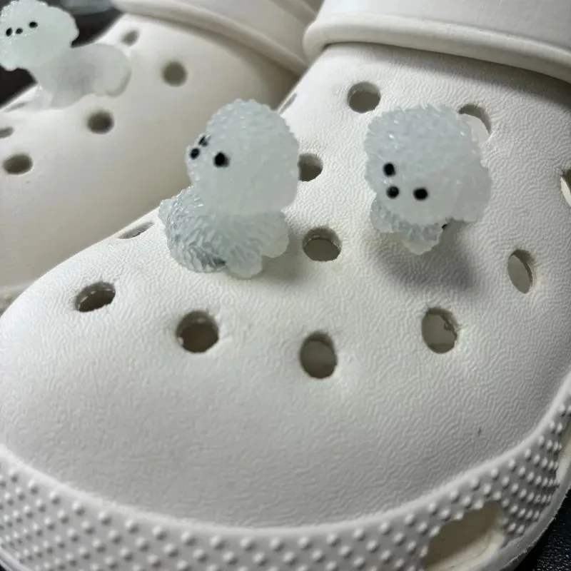 4Pcs/Set Luminescence 3D Cute Puppy Shoe Charms Bichon Frise Dog