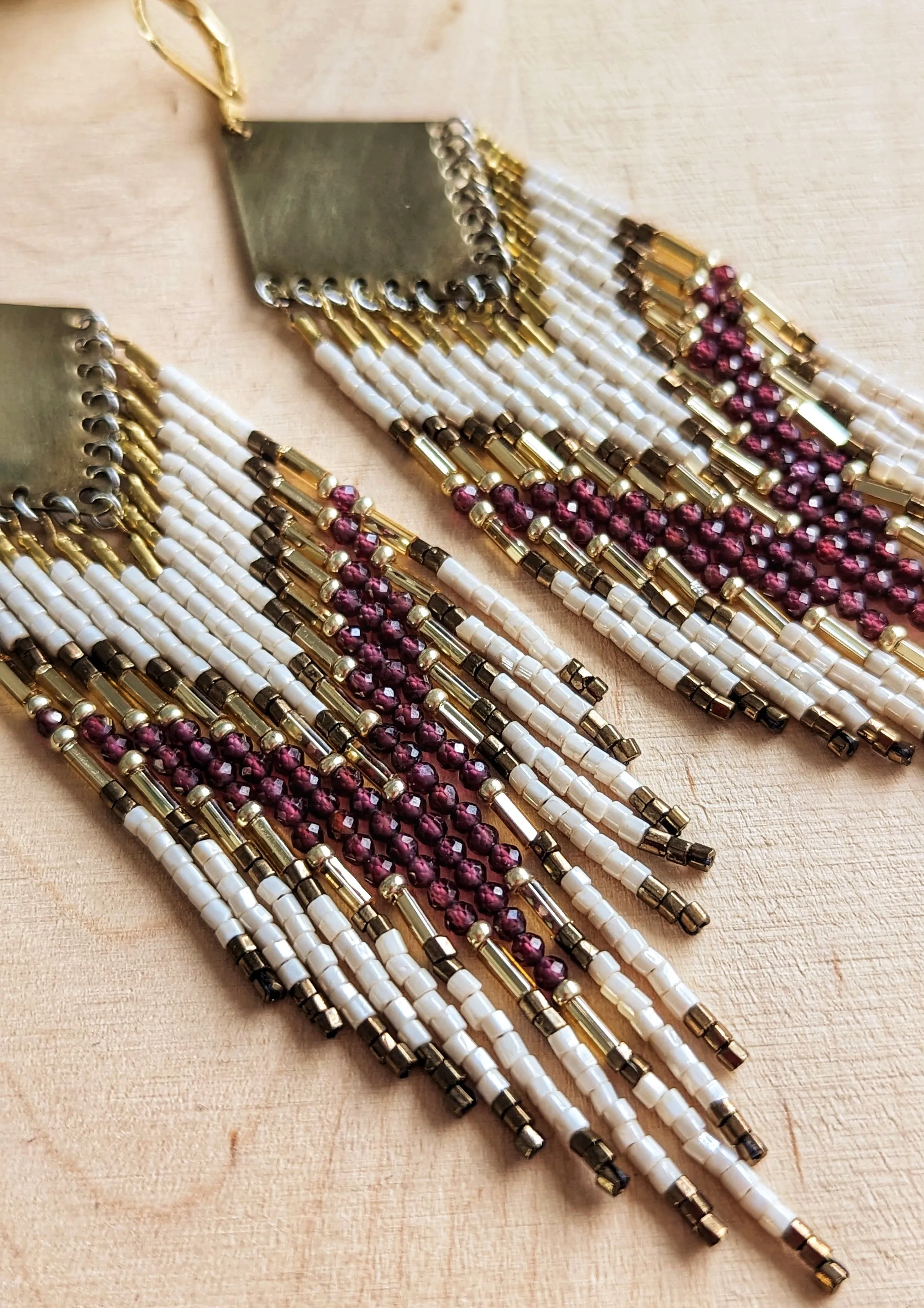 Amanda Garnet Seed Bead Earrings