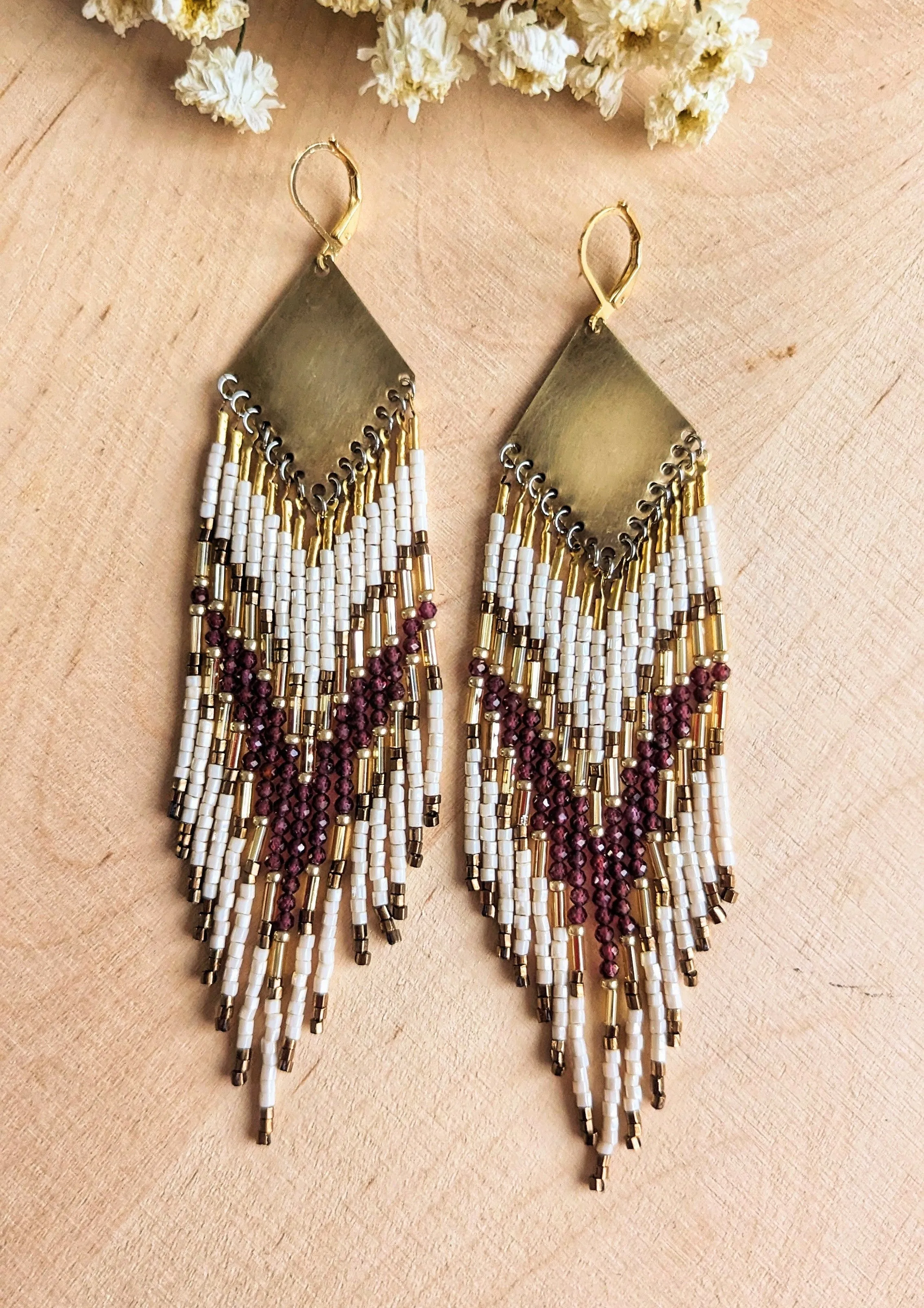 Amanda Garnet Seed Bead Earrings