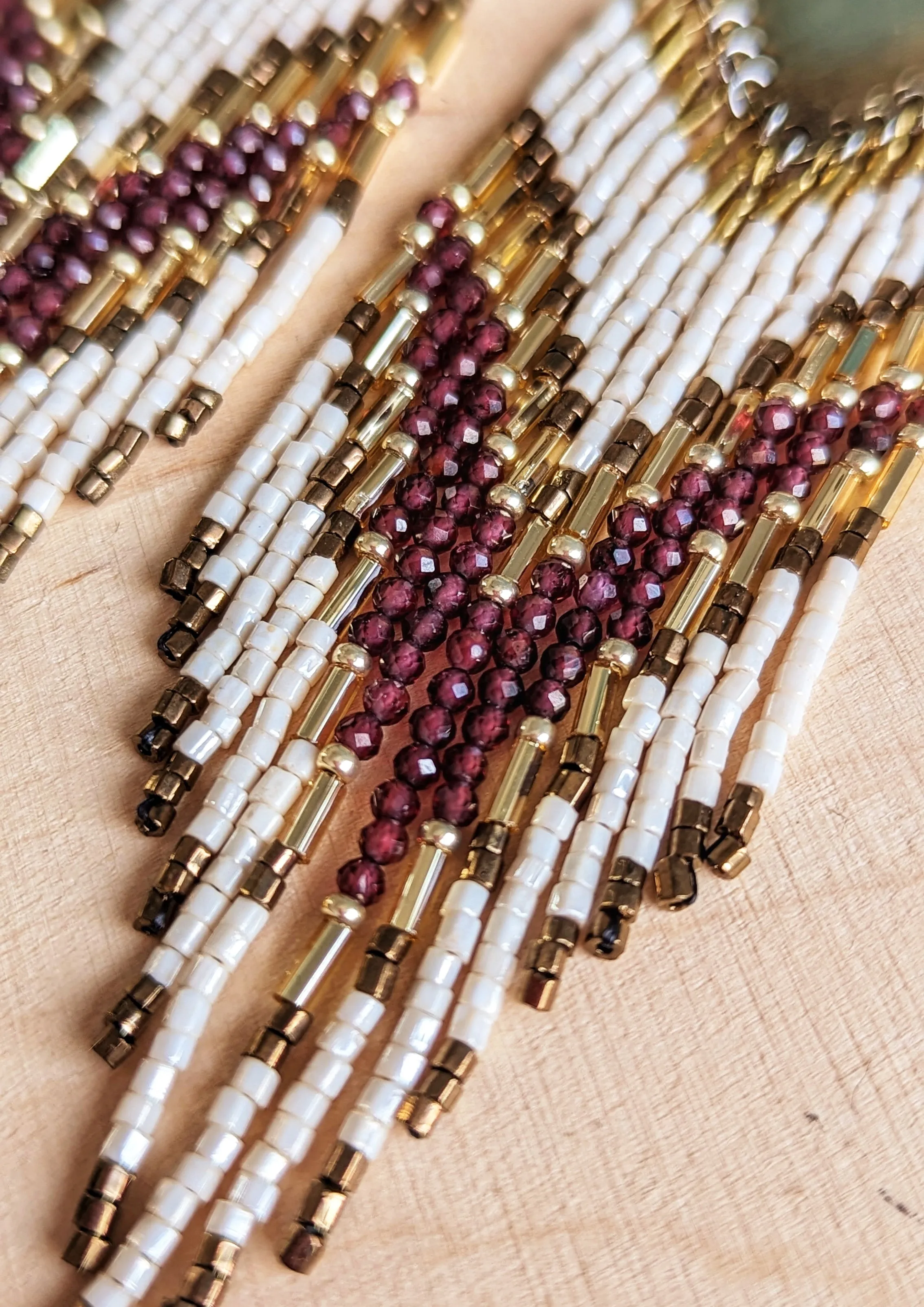 Amanda Garnet Seed Bead Earrings