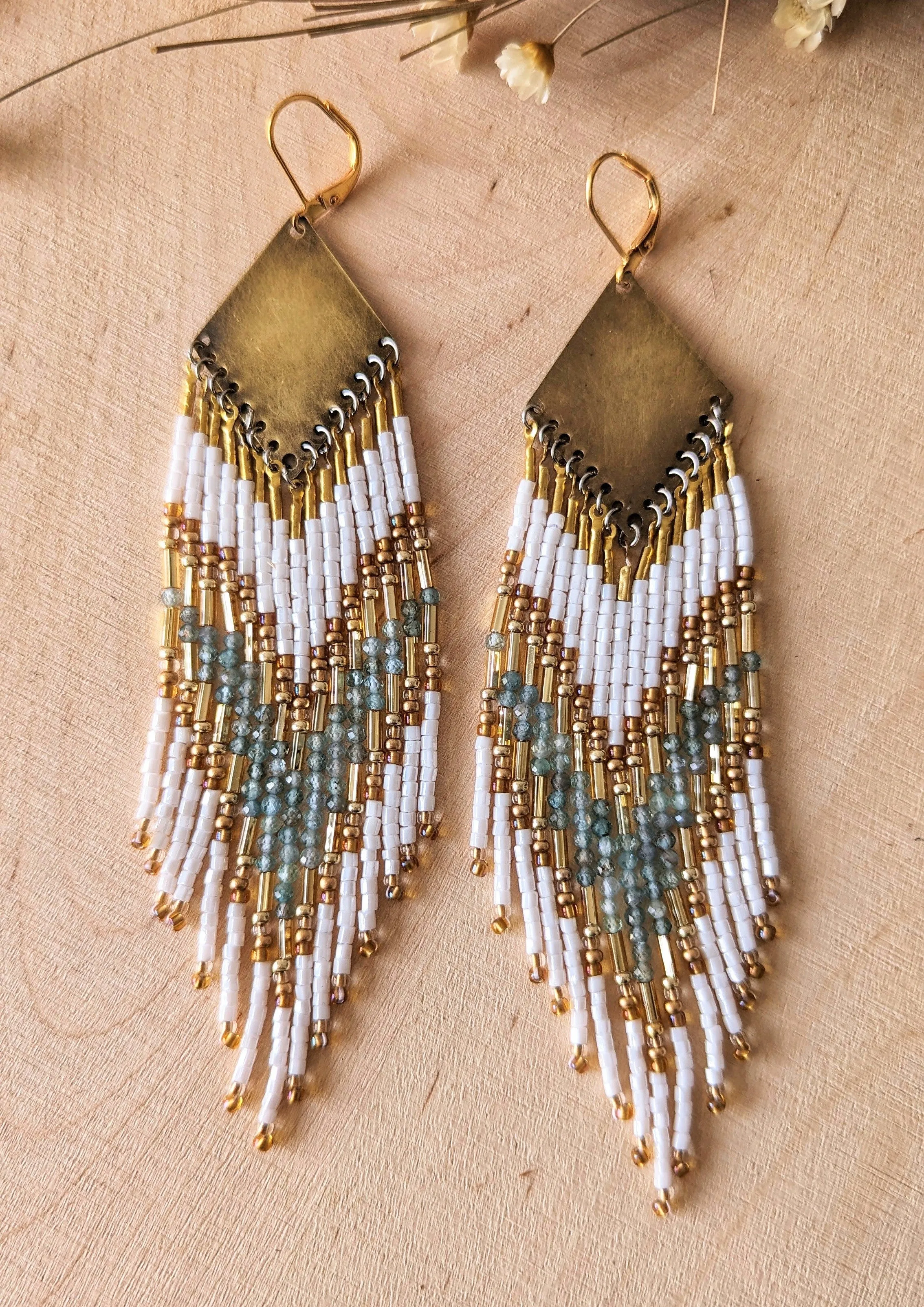 Angelina Golden Apatite Seed Bead Earrings