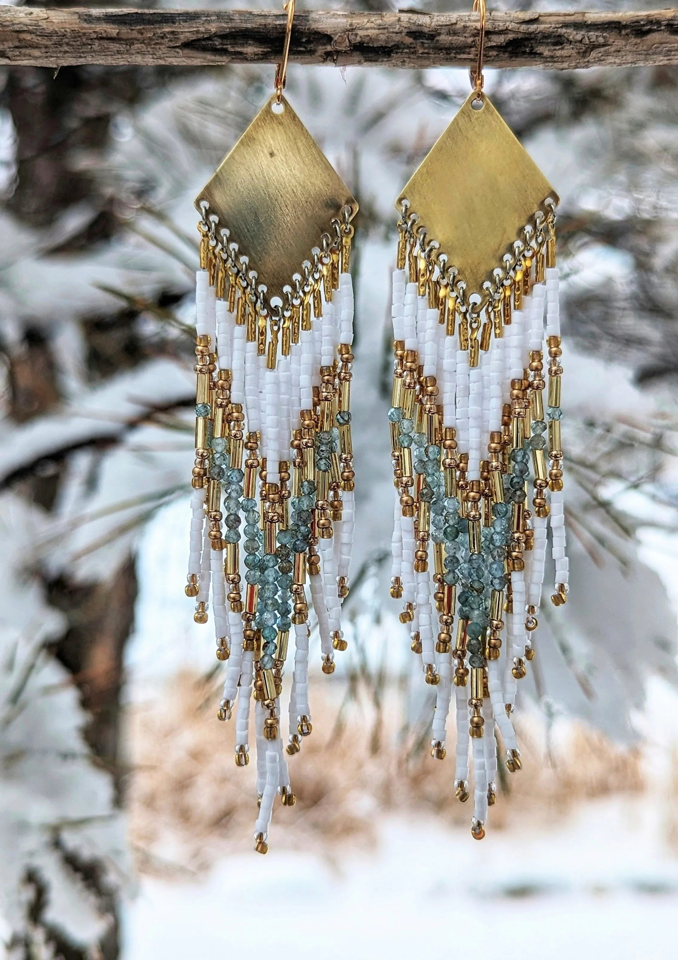 Angelina Golden Apatite Seed Bead Earrings
