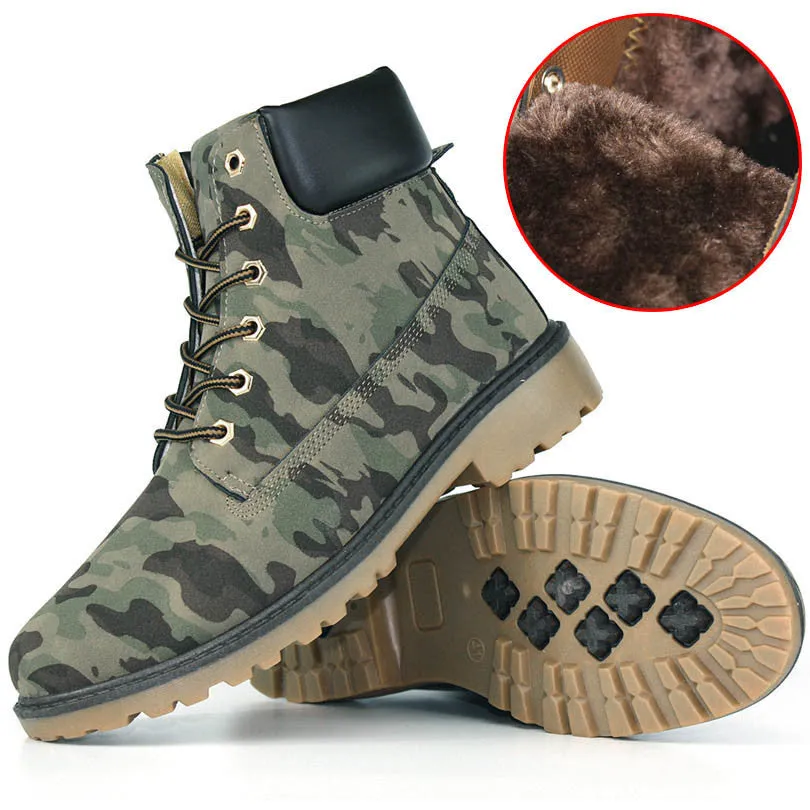 big size leather men boots winter man shoes ankle boot men's snow shoe martin cowboy autumn man fur velvet flats 1208