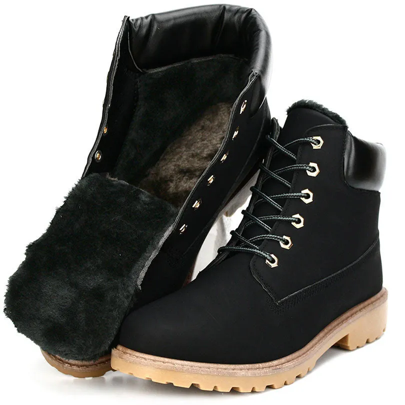 big size leather men boots winter man shoes ankle boot men's snow shoe martin cowboy autumn man fur velvet flats 1208