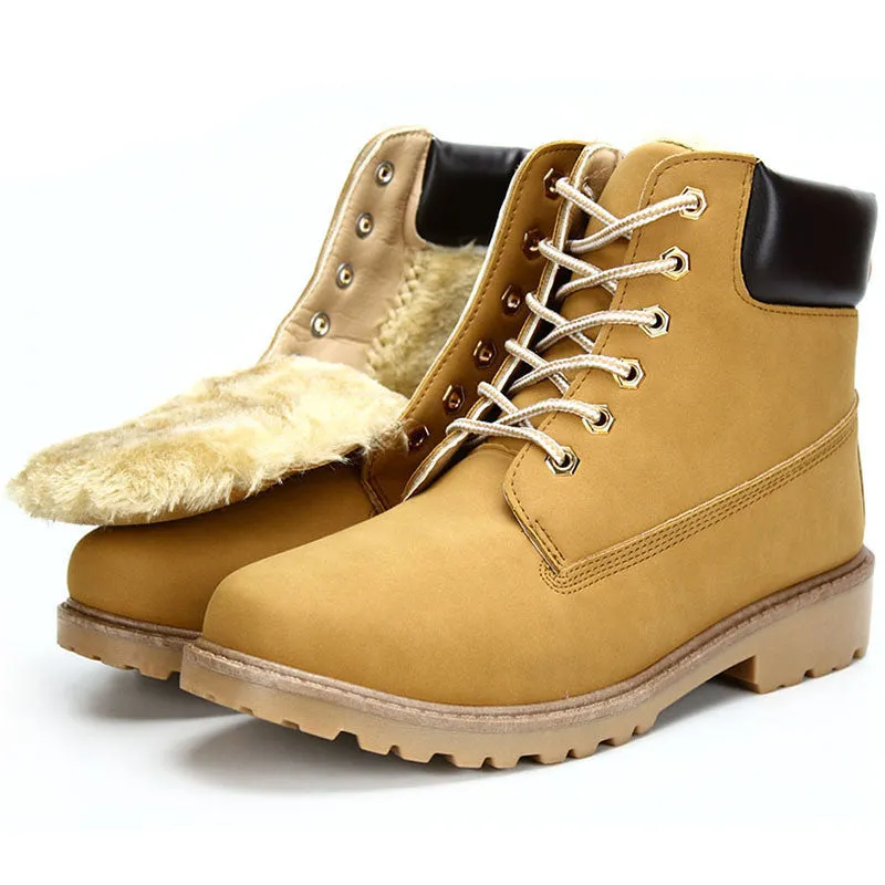 big size leather men boots winter man shoes ankle boot men's snow shoe martin cowboy autumn man fur velvet flats 1208