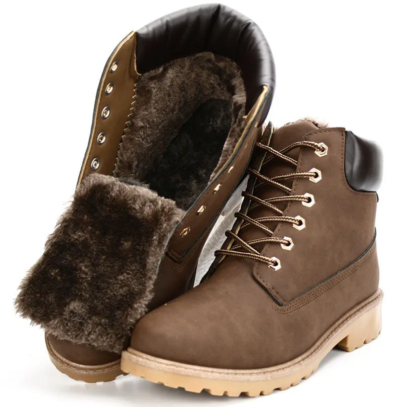 big size leather men boots winter man shoes ankle boot men's snow shoe martin cowboy autumn man fur velvet flats 1208