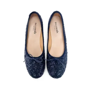 Blue sequin high-vamp ballet flats