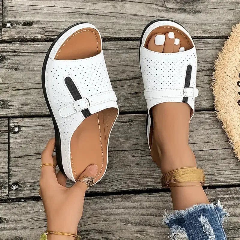 Chic Slip-On Wedge Sandals - Strappy & Comfortable