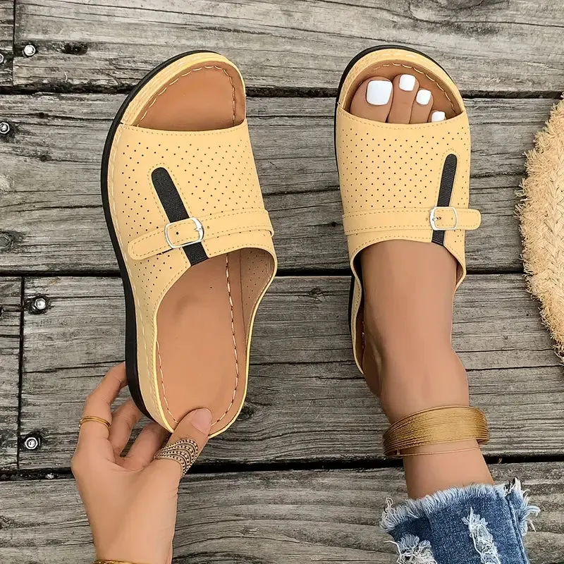 Chic Slip-On Wedge Sandals - Strappy & Comfortable