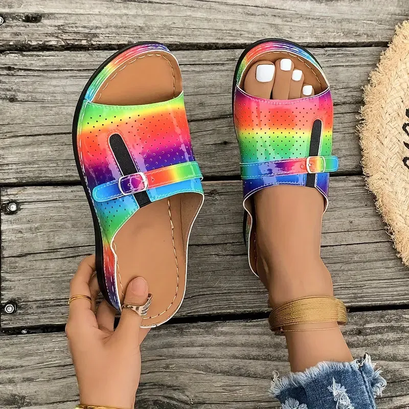 Chic Slip-On Wedge Sandals - Strappy & Comfortable