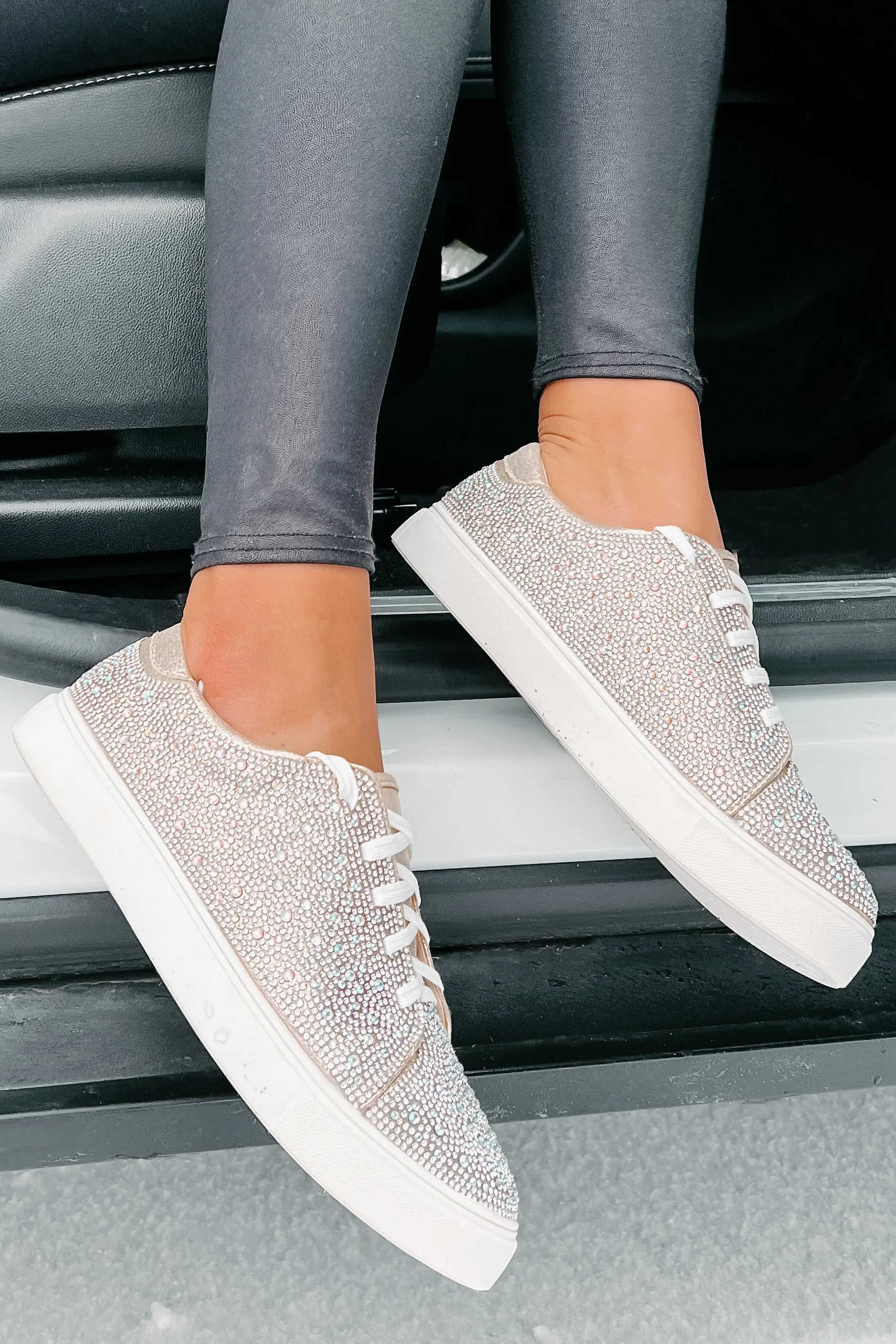 Dazzling Days Rhinestone Sneakers (Nude)