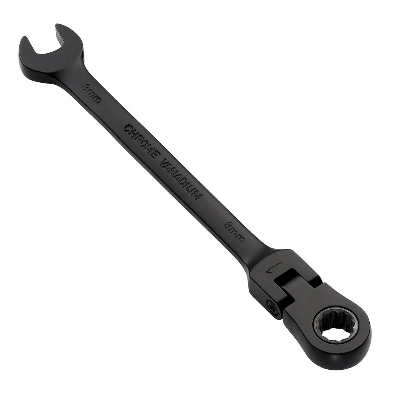 Draper Tools Expert HI-TORQ® Metric Flexible Head Ratchet Combination Spanner, 8mm, Black