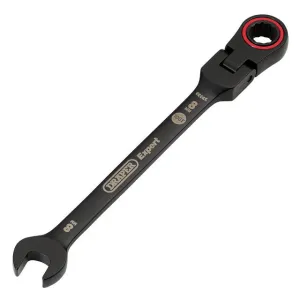 Draper Tools Expert HI-TORQ® Metric Flexible Head Ratchet Combination Spanner, 8mm, Black