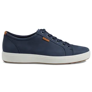 Ecco Soft 7 Full Grain Leather Men's Casual Trainers - Marine Lion