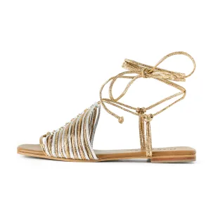 Eva Flats Sandals - Gold/Silver