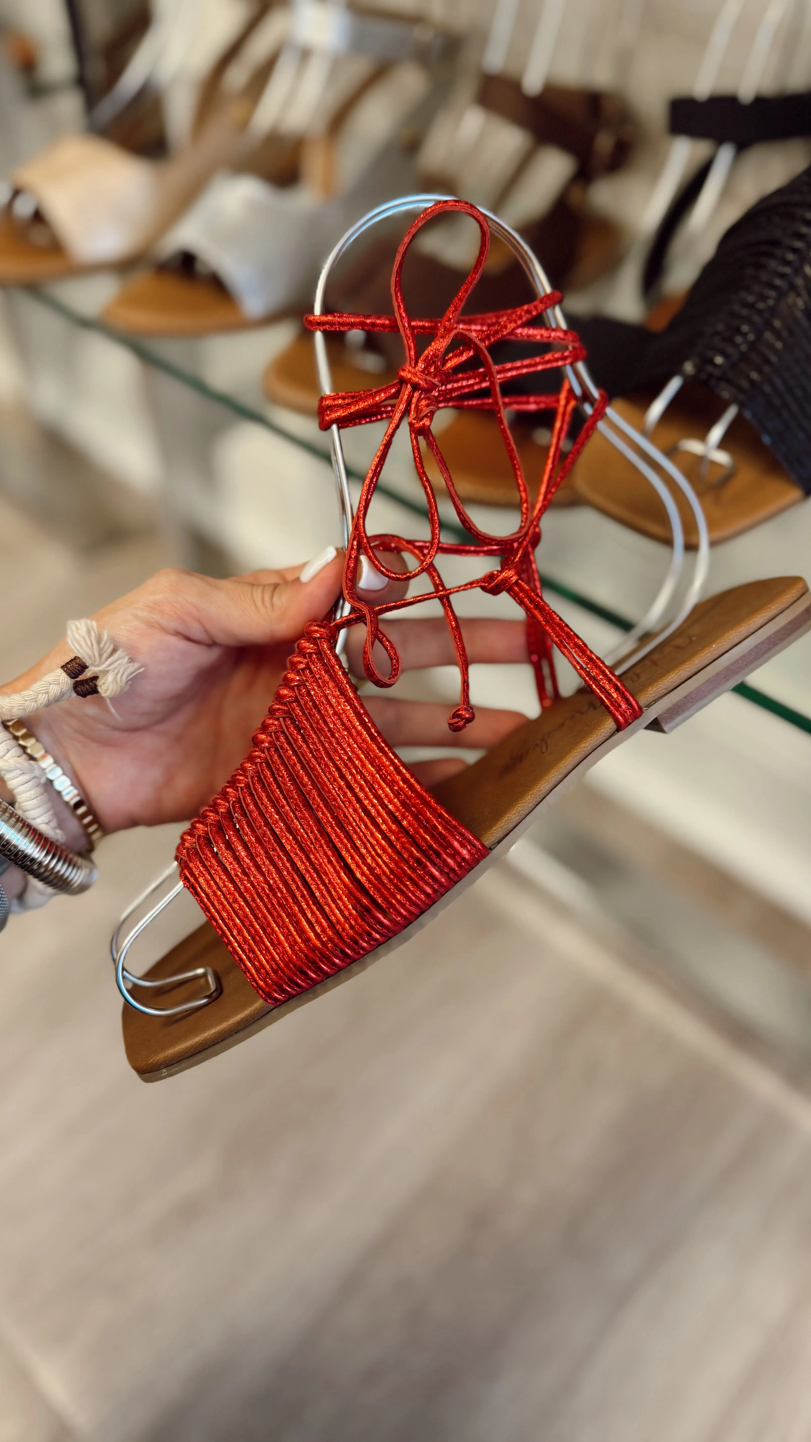 Eva Flats Sandals - Red [ NO RETURN NO EXCHANGE ]