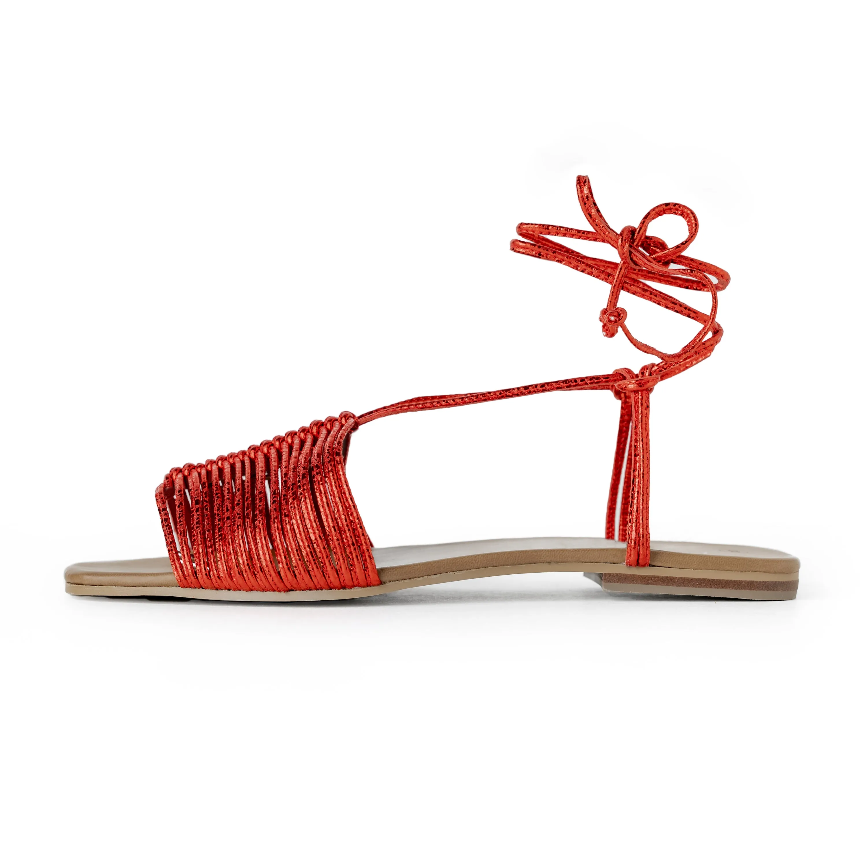 Eva Flats Sandals - Red [ NO RETURN NO EXCHANGE ]