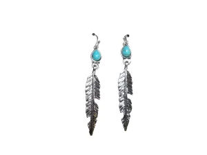 Feather Earrings w/Turquoise Stones