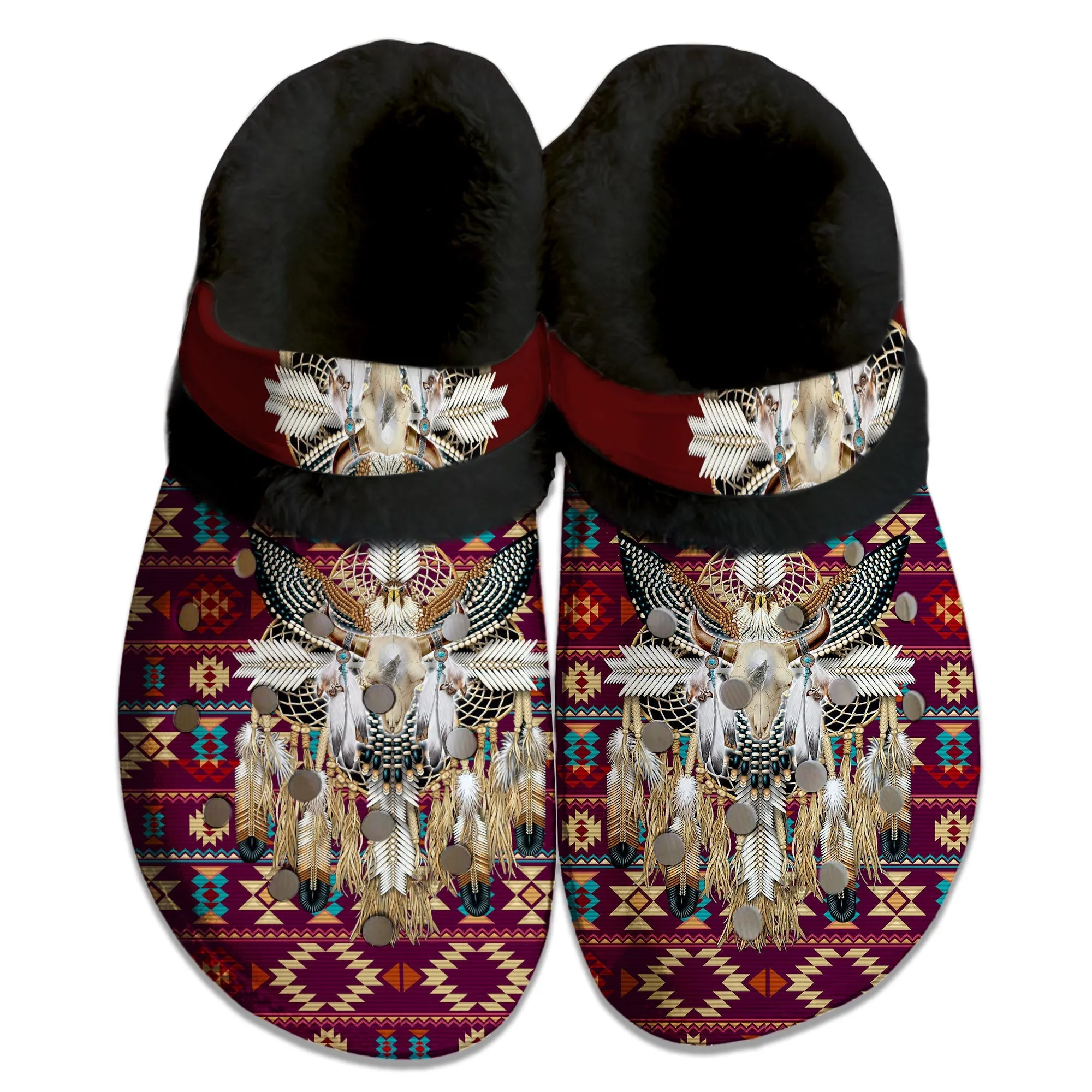 Fleece Unisex Pattern Clog Shoes For Women and Men Native American Style