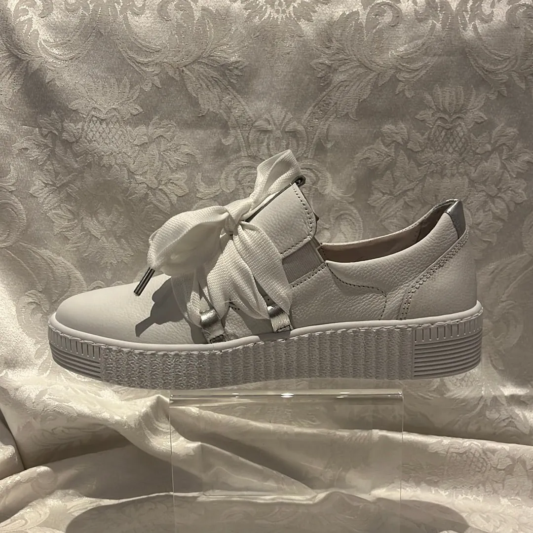 GABOR 03.333.21 WHITE/SILVER LACE UP SNEAKER