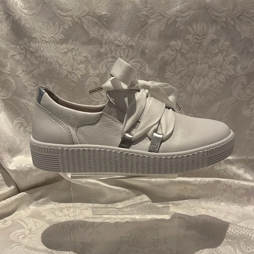 GABOR 03.333.21 WHITE/SILVER LACE UP SNEAKER