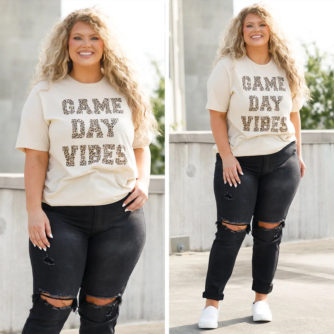 Game Day Vibes Leopard Tee, Soft Cream