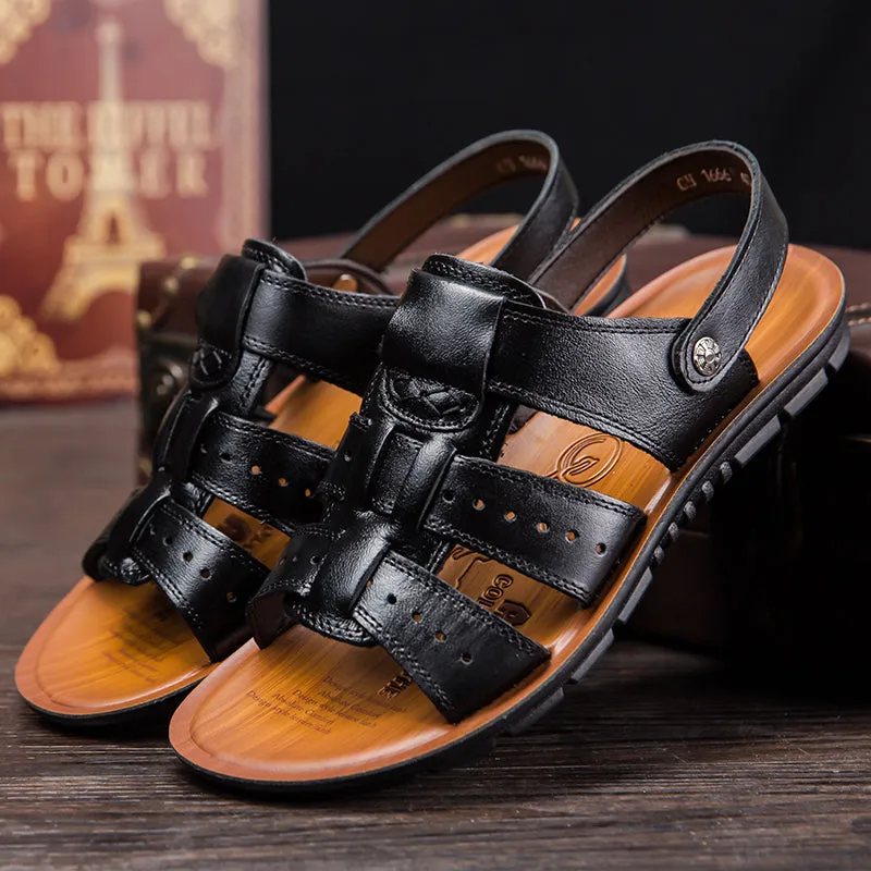 Household slippers Men's slippers breathable leather sandals
