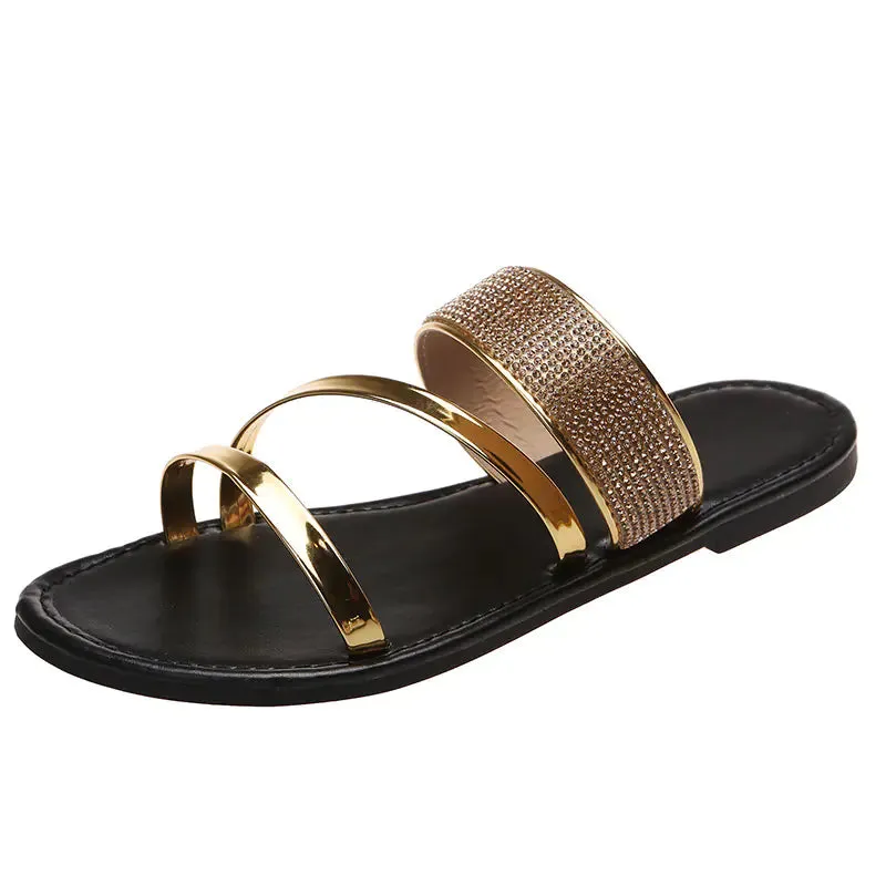Large Outdoor Rhinestone Casual Sandals for Women