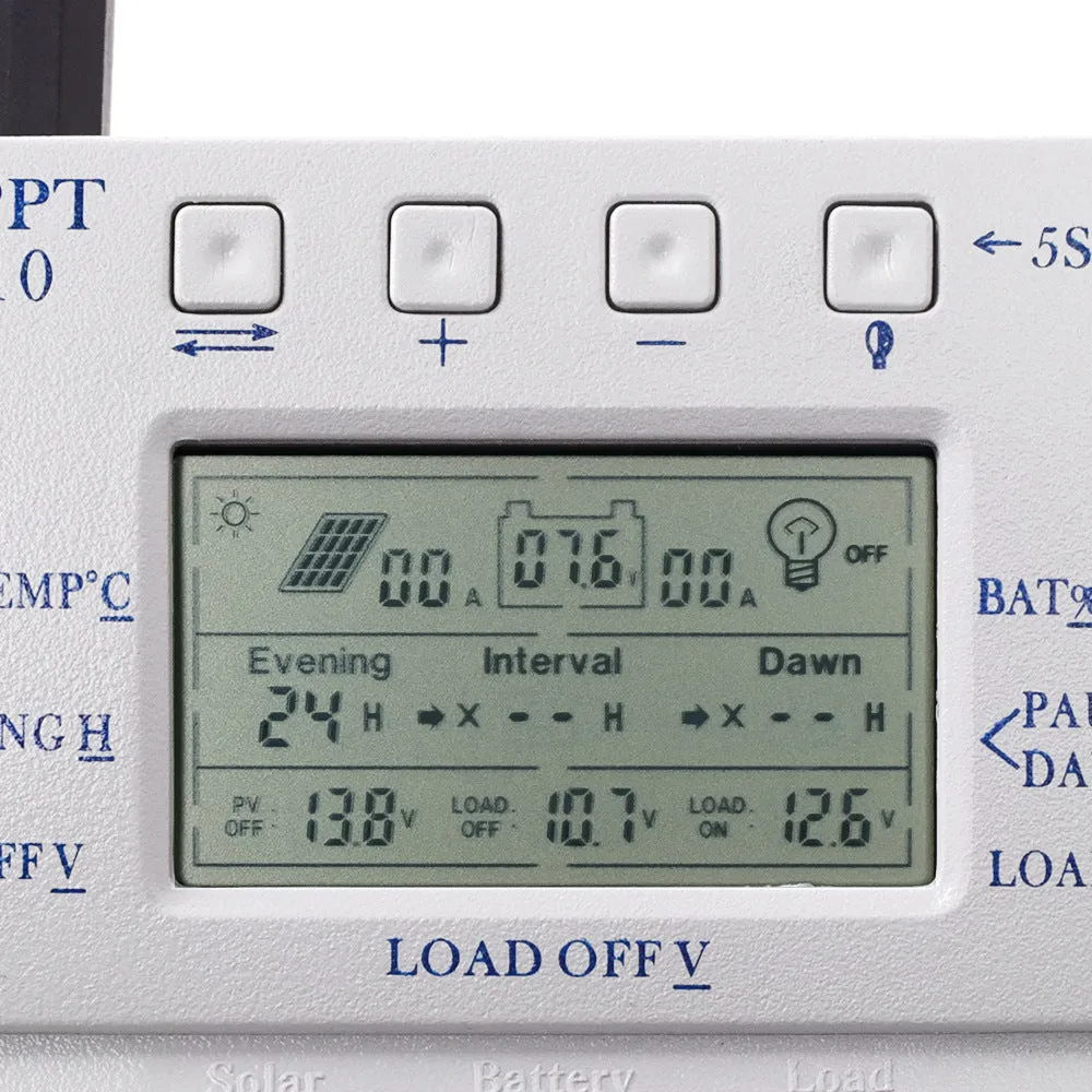 LCD 10/ 20/30 / 40A 12V / 24V MPPT Solar Panel Regulator Charge Controller 3 Timer T20-20A