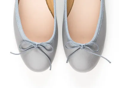 Light gray leather ballet flats
