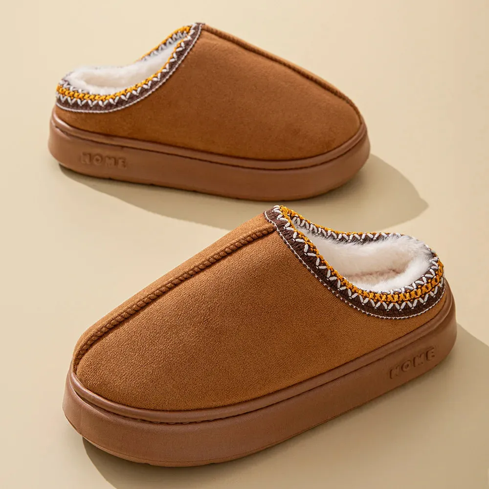 New Platform Fluffy Slippers Women's Home Flats Plush Slipper Winter Warm Anti-slip Shoes Ladies House Casual Houseshoes Couple