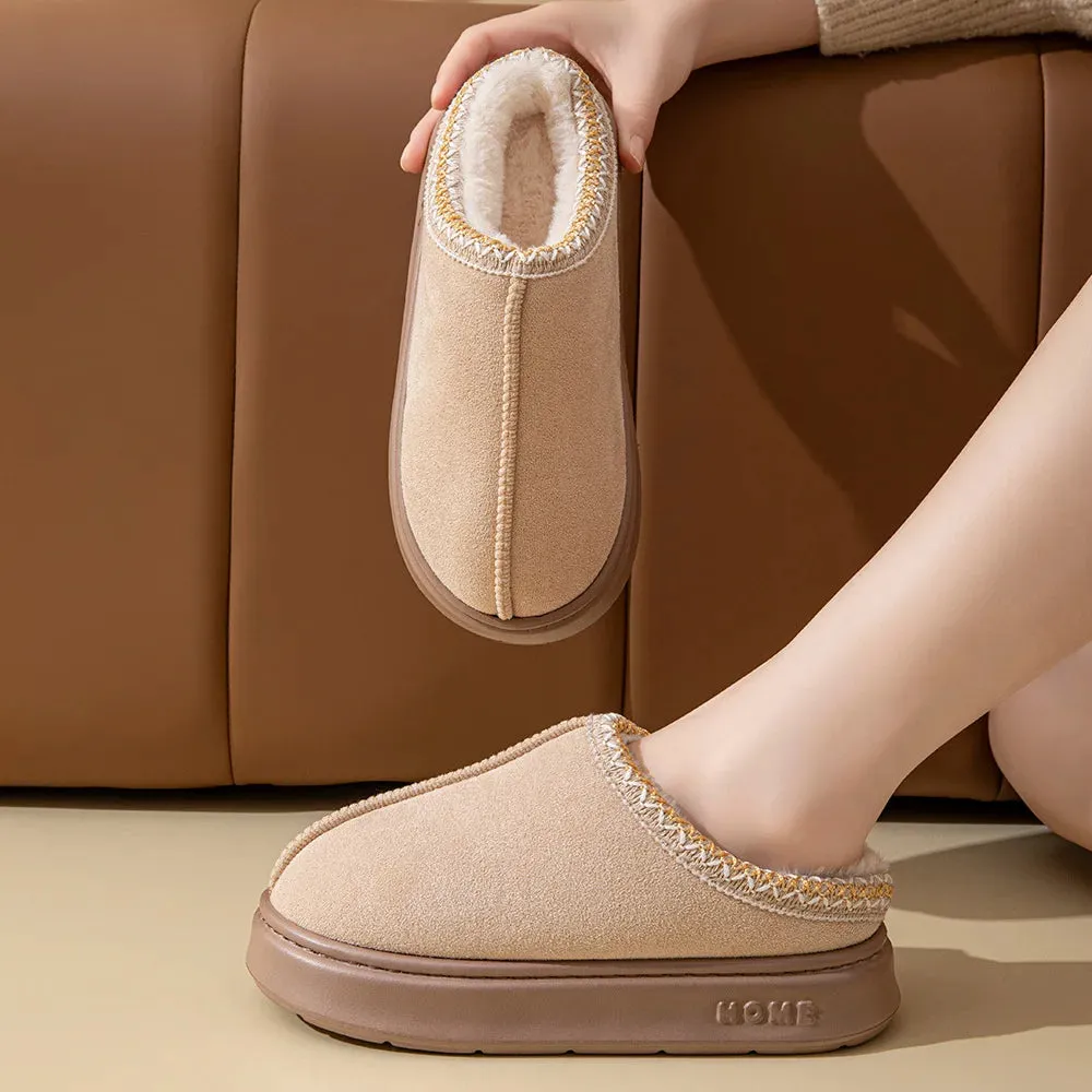 New Platform Fluffy Slippers Women's Home Flats Plush Slipper Winter Warm Anti-slip Shoes Ladies House Casual Houseshoes Couple