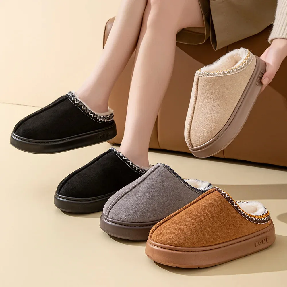 New Platform Fluffy Slippers Women's Home Flats Plush Slipper Winter Warm Anti-slip Shoes Ladies House Casual Houseshoes Couple