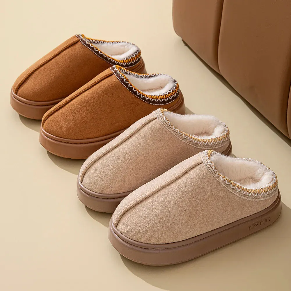 New Platform Fluffy Slippers Women's Home Flats Plush Slipper Winter Warm Anti-slip Shoes Ladies House Casual Houseshoes Couple