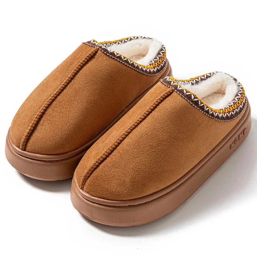 New Platform Fluffy Slippers Women's Home Flats Plush Slipper Winter Warm Anti-slip Shoes Ladies House Casual Houseshoes Couple