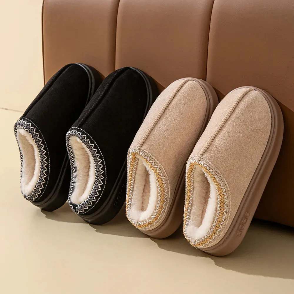 New Platform Fluffy Slippers Women's Home Flats Plush Slipper Winter Warm Anti-slip Shoes Ladies House Casual Houseshoes Couple